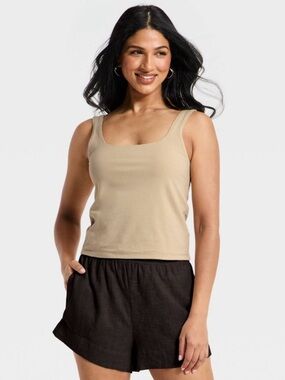 Women's Sculpt Square Tank Top - A New Day™
Beige M